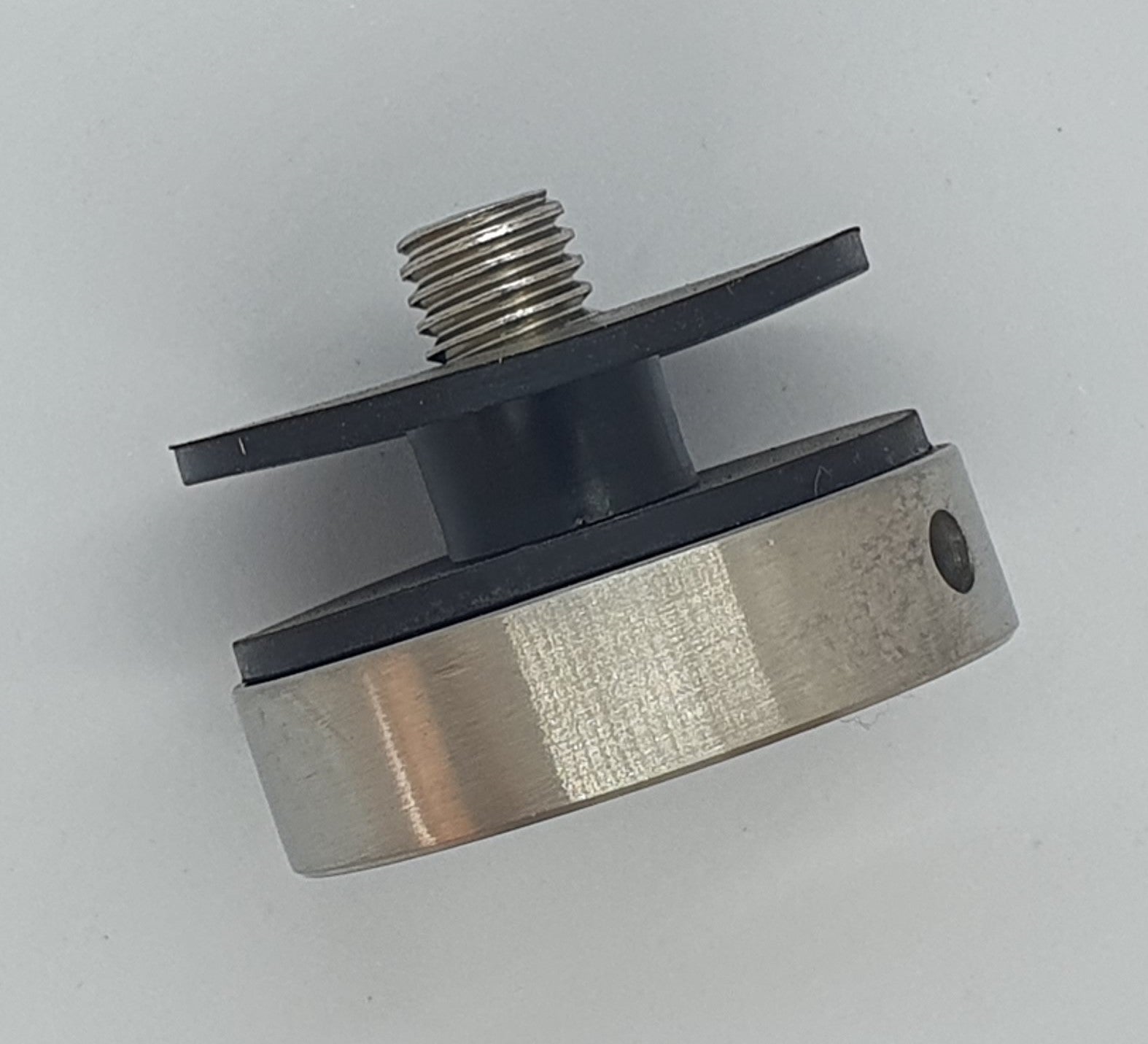 Mechanical component with threaded shaft on a white background